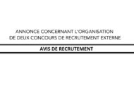 ANNONCE CONCERNANT L'ORGANISATION DE DEUX CONCOURS DE RECRUTEMENT EXTERNE